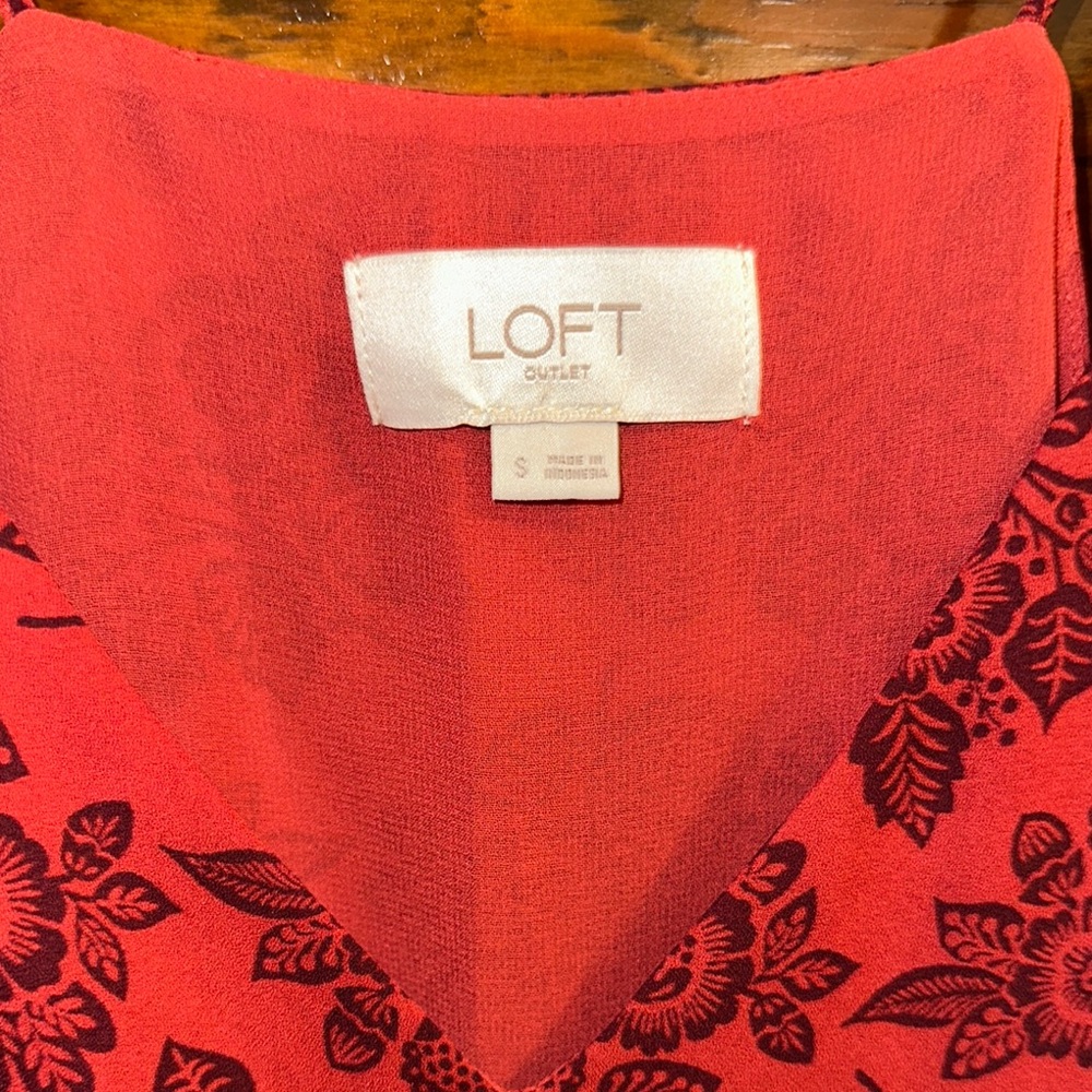 LOFT Red Floral Dress